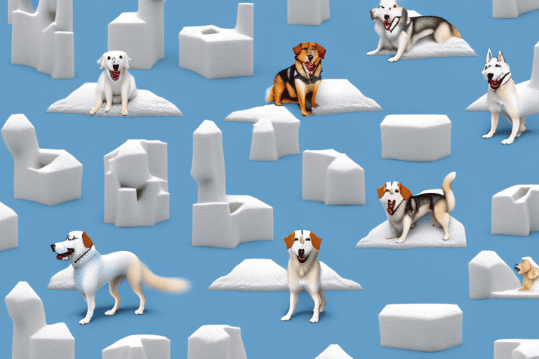 Various types of dogs in different environments (like a poodle in a cityscape