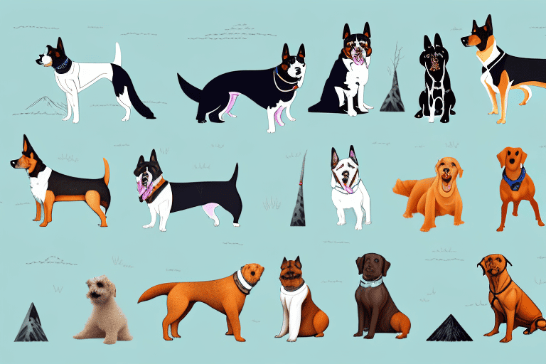 Various types of dogs in different environments such as a countryside