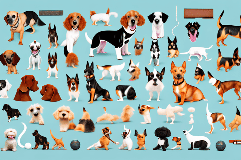 Various types of dogs in different sizes