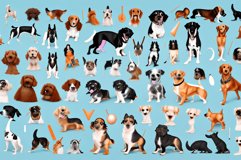 Various dog breeds of different sizes