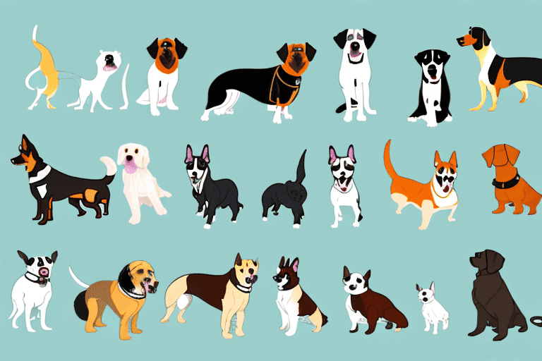 Various types of dogs in different environments