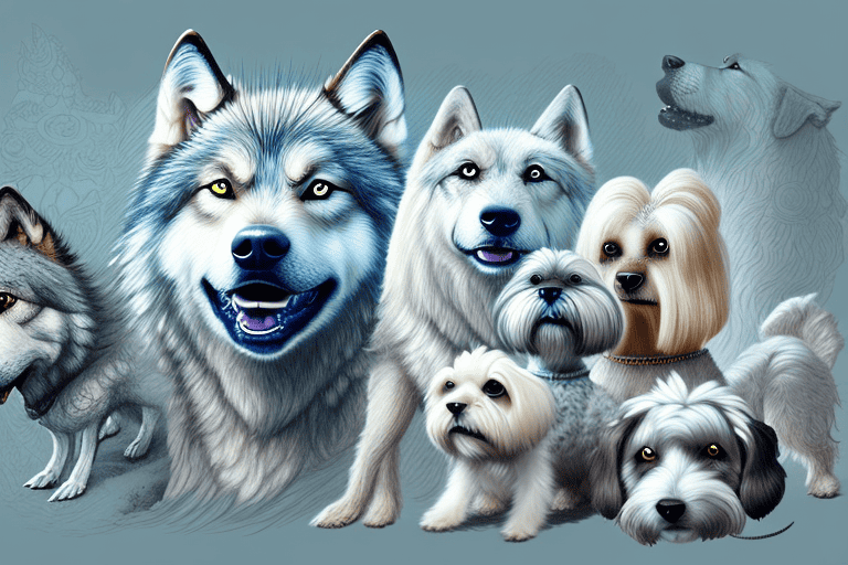 Several different breeds of dogs