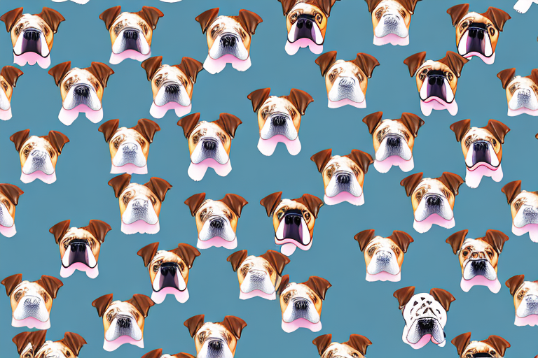 Several distinct types of bulldogs in various poses