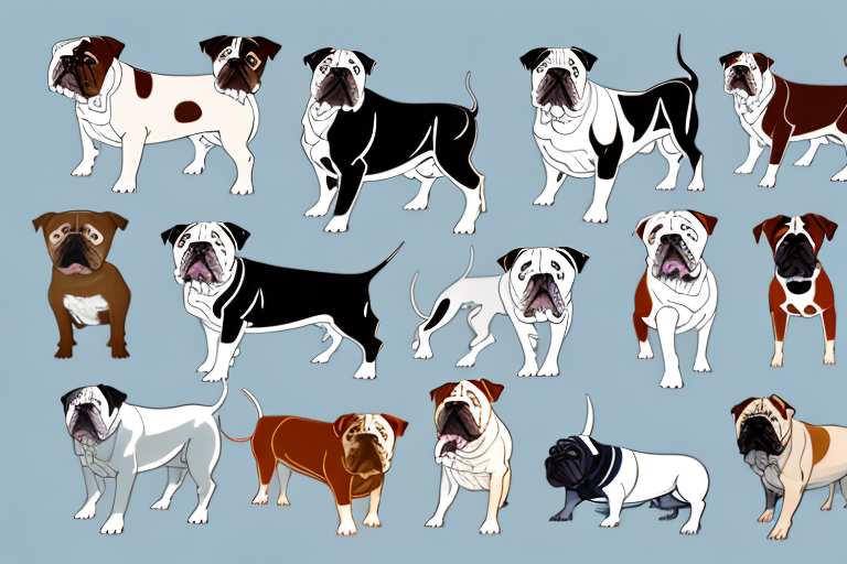 Several distinct types of bull breed dogs