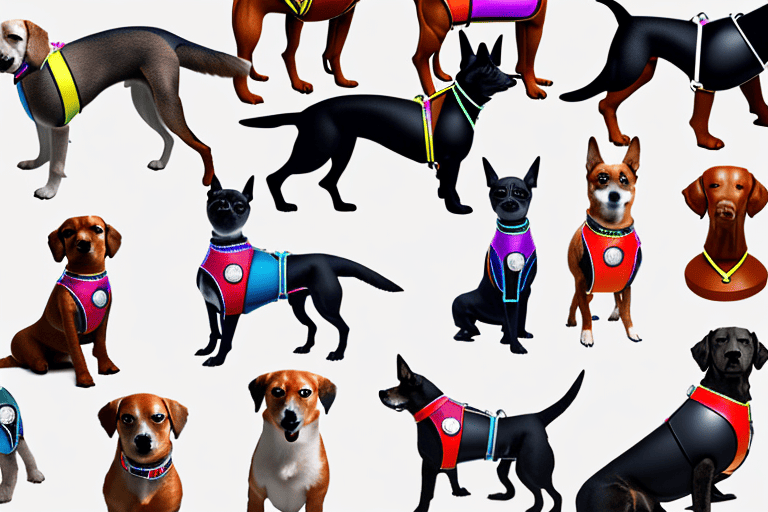 Several different types of dog harnesses