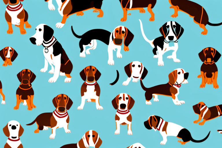 Several different types of hound dogs