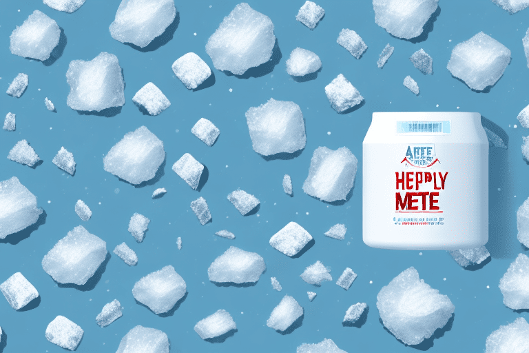 A variety of ice melt products on a snowy background