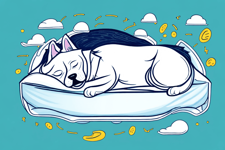 A dog sleeping on a bed