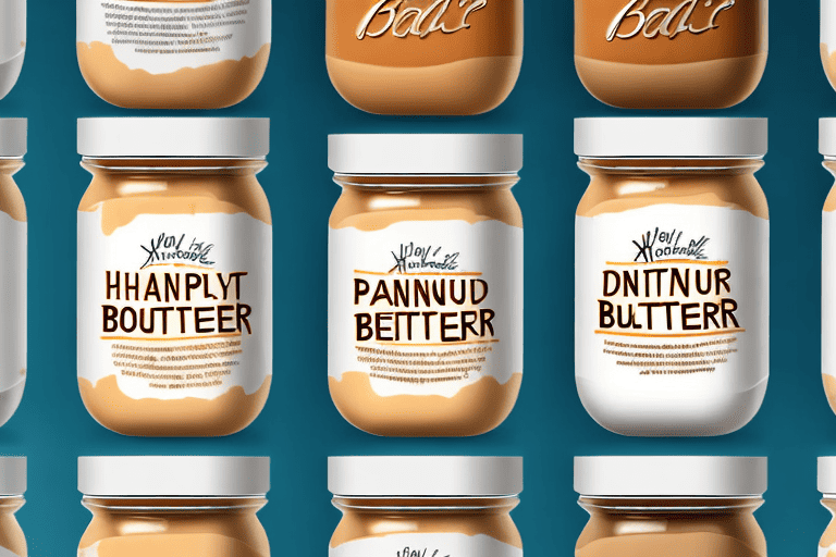 A few different jars of peanut butter with a happy