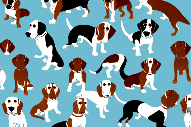 Several distinct types of hound dogs