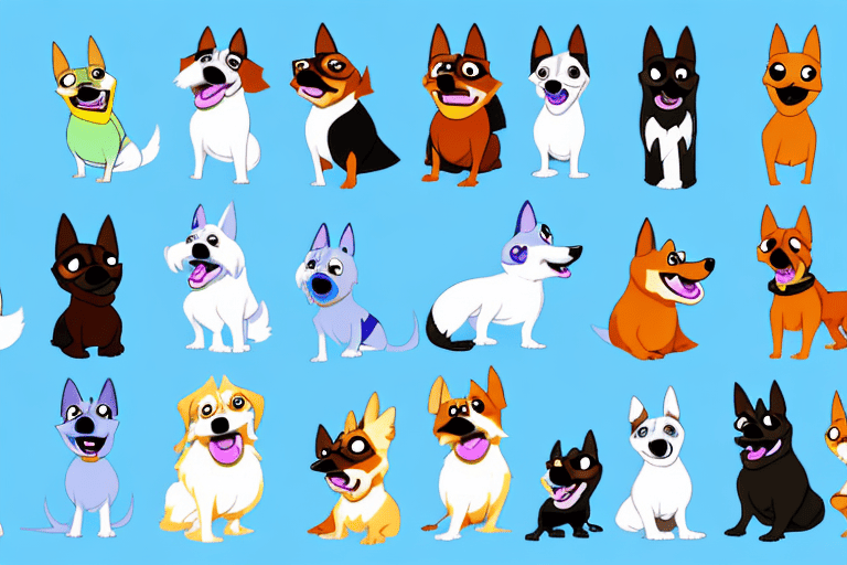 Various types of animated dogs