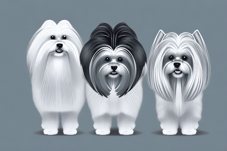 Several different breeds of dogs known for their hair