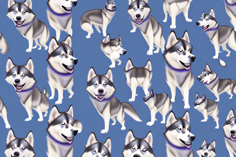 Several different types of husky dogs