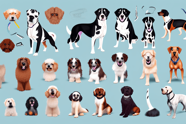 Several different breeds of dogs