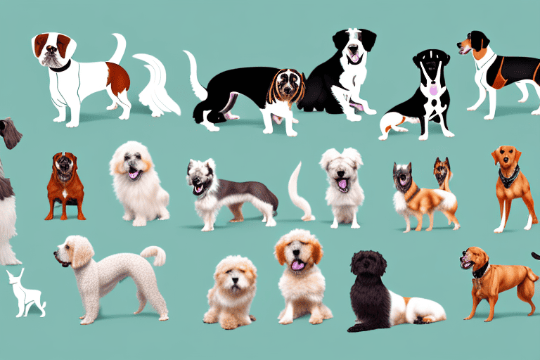 Several different breeds of dogs