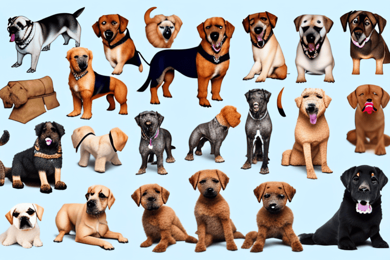 Various popular breeds of dogs such as a labrador