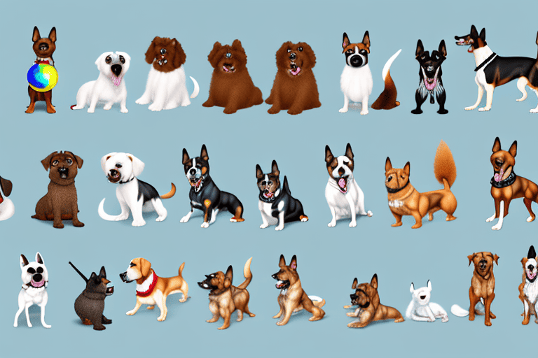 Various types of dogs with differing sizes