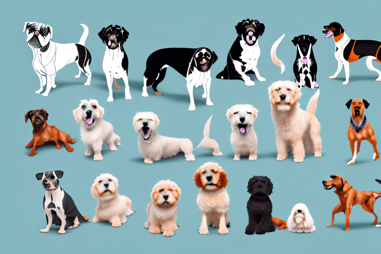 Several different breeds of dogs