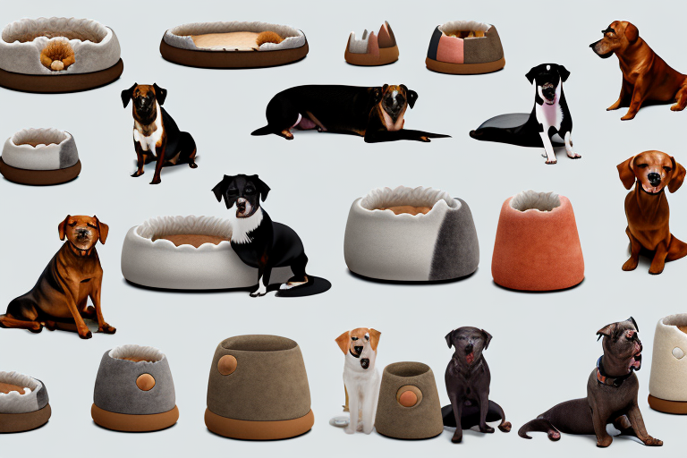 A variety of cave type dog beds in different styles and colors