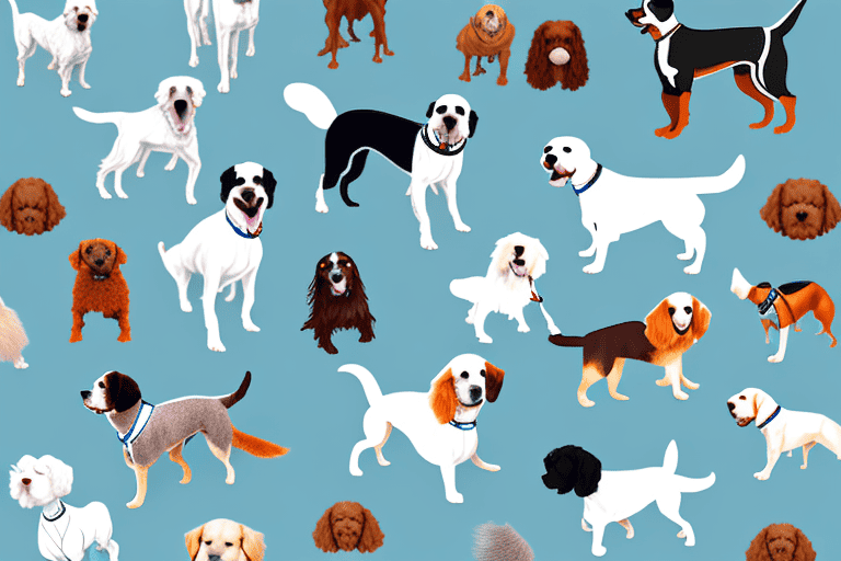 Several different breeds of dogs