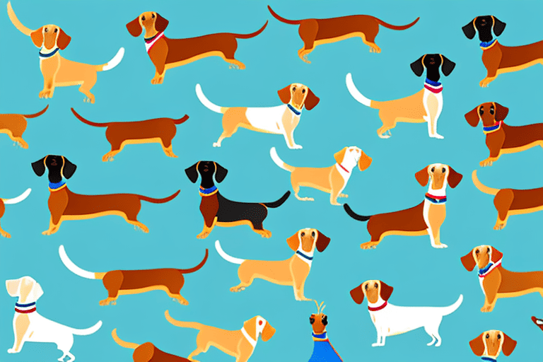 Various types of wiener dogs in different colors and sizes