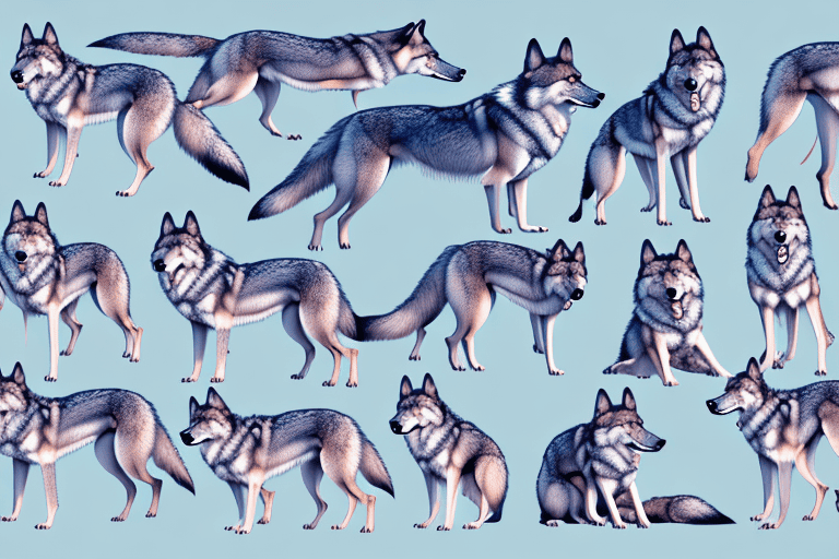 Diverse types of wolf dogs in various poses and environments