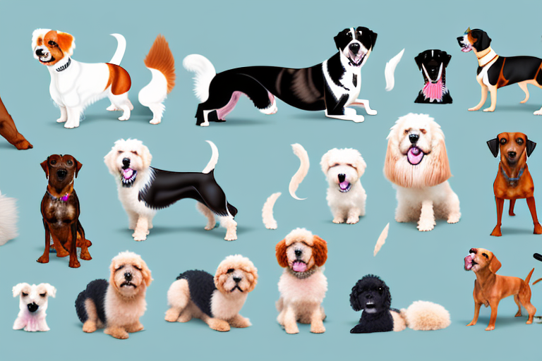 Several different breeds of dogs