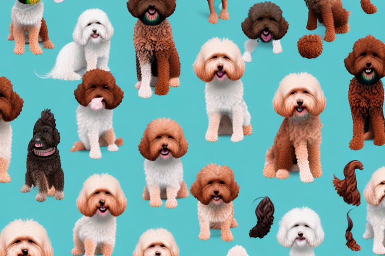 A variety of cockapoo dogs showcasing their different sizes