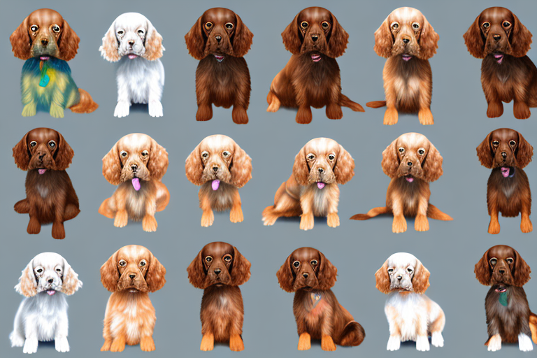 Several distinct types of cocker spaniel dogs