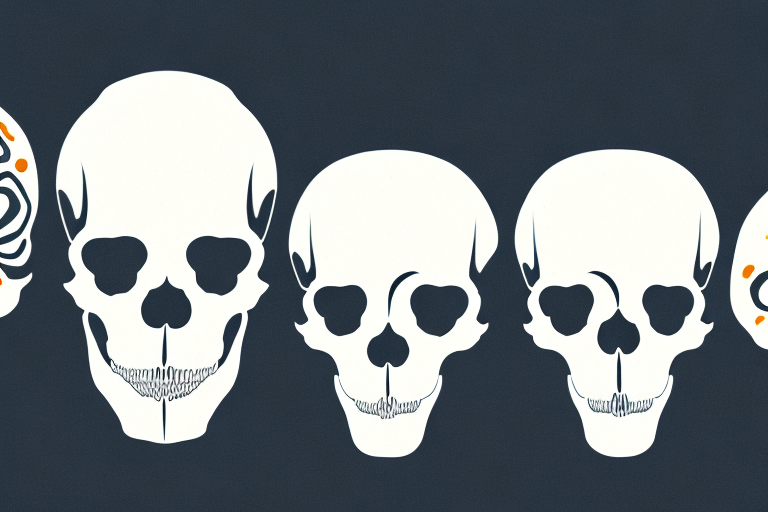 Three different types of dog skulls side by side for comparison