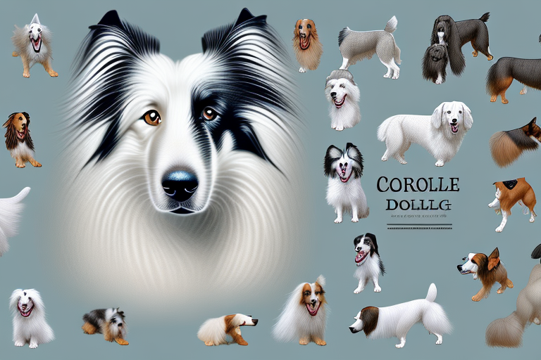 Several different types of collie dog breeds