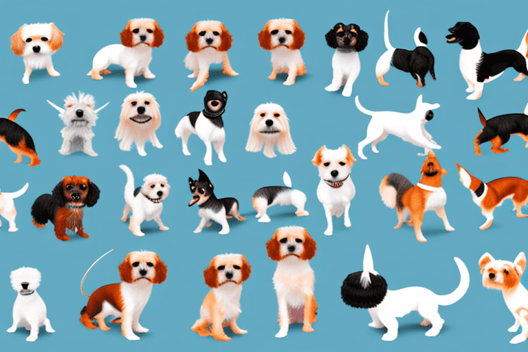 Various types of small dogs in different playful poses