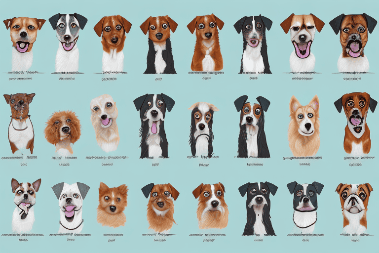 Several different types of cur dogs in various poses