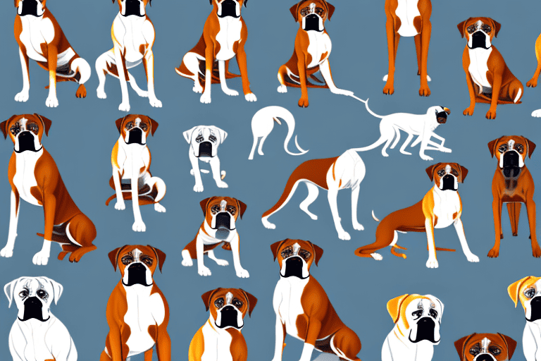 Several distinct types of boxer dogs