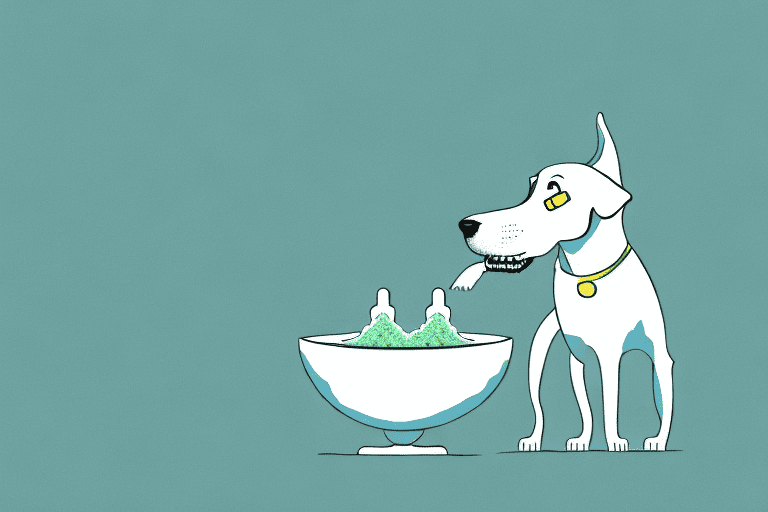 A curious dog sniffing at a bowl of sea moss gel