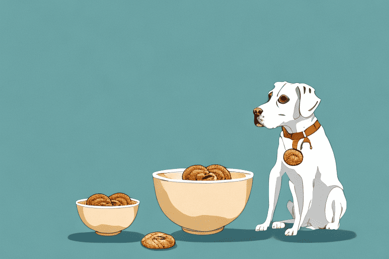 A curious dog sitting next to a bowl full of maria cookies