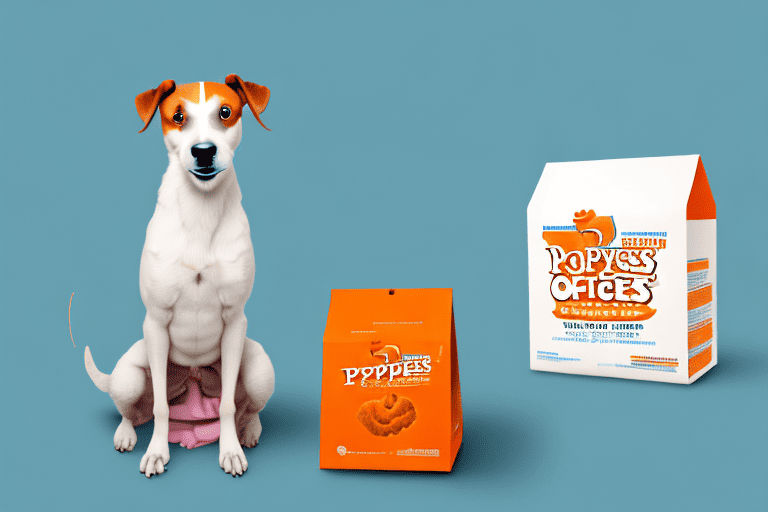 A curious dog sitting next to a box of popeyes chicken