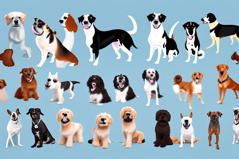 Several different dog breeds showing various signs of aggression