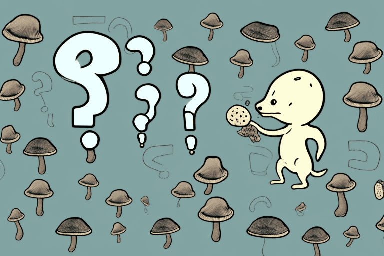 A curious dog sniffing at a variety of mushrooms