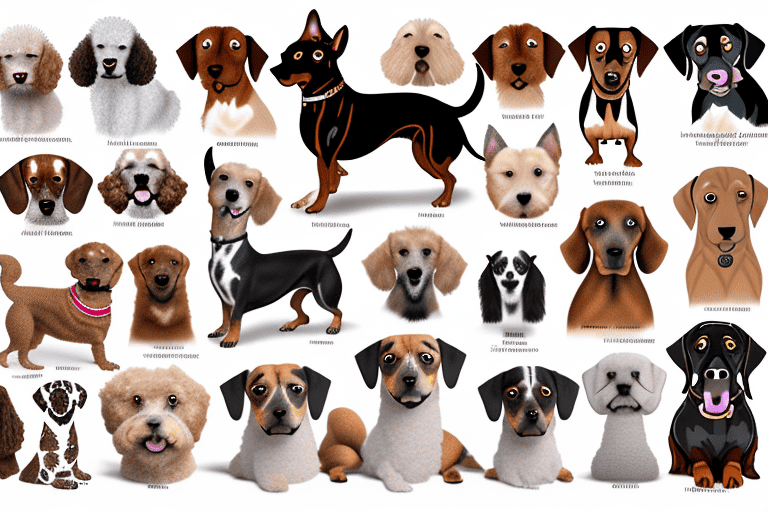 A variety of different dog breeds side by side