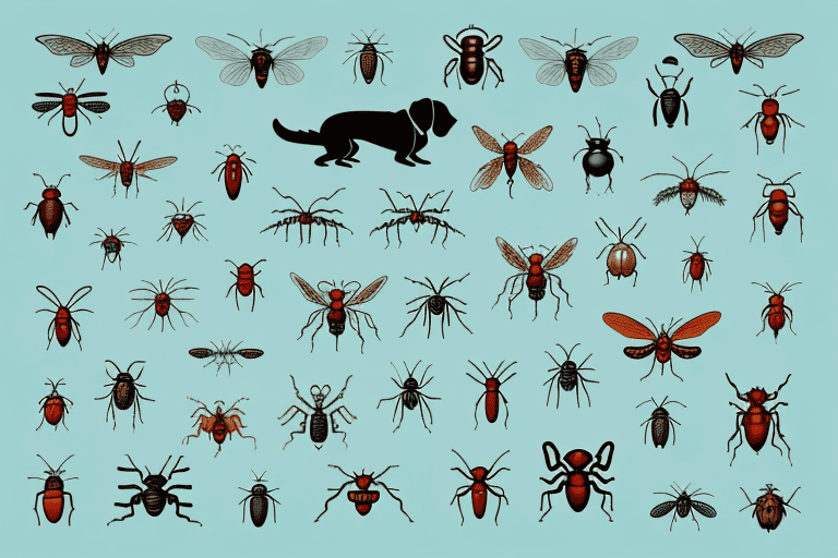 Several different breeds of dogs showcasing various types of bug bites on different areas of their bodies