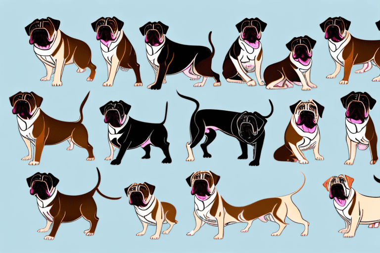 Several different types of bullmastiff dogs