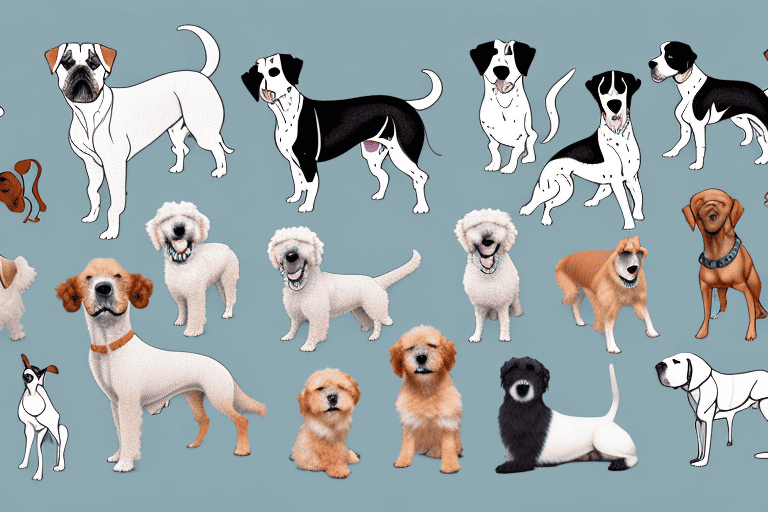 Several different breeds of dogs