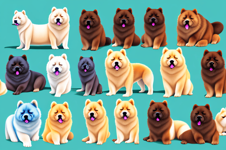 Several different types of chow chow dogs