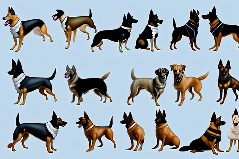 Seven different breeds of working dogs