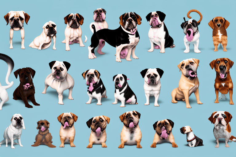 Several different breeds of dogs in various poses illustrating different types of coughs