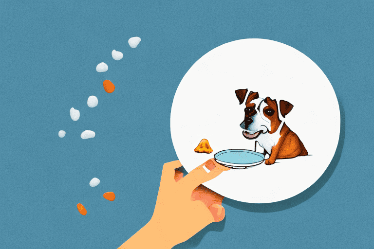 A curious dog looking at a fortune cookie on a plate