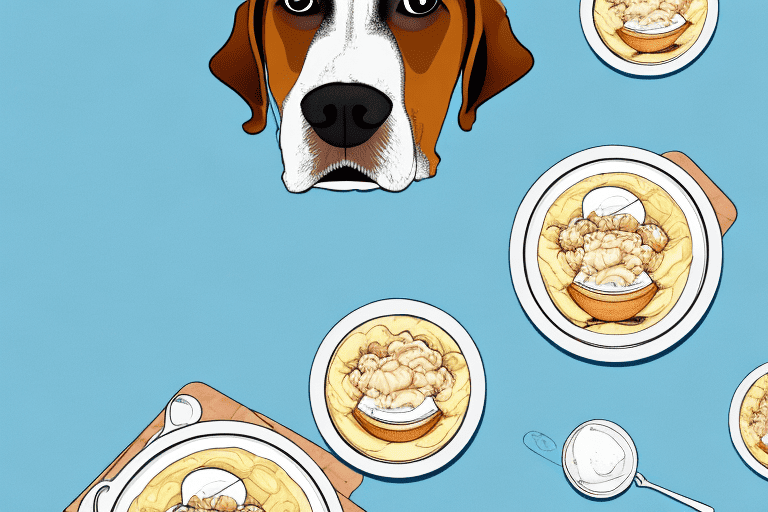 A curious dog looking at a bowl of banana pudding on a kitchen table