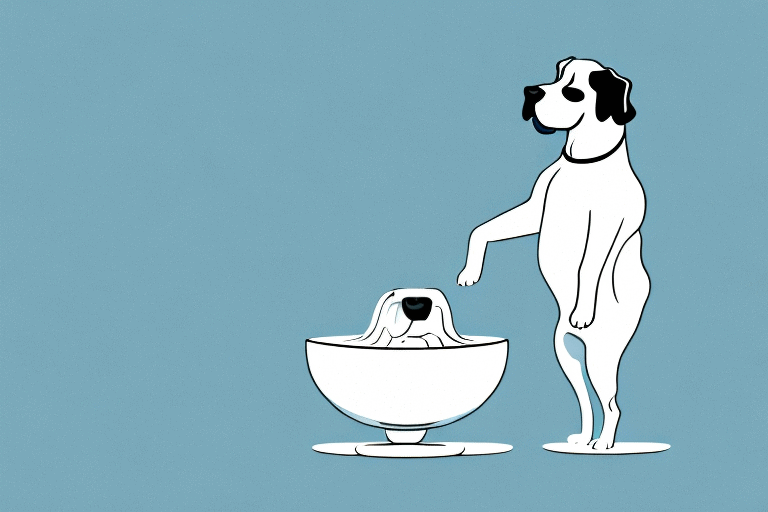 A curious dog sniffing a bowl of cornstarch on a kitchen countertop