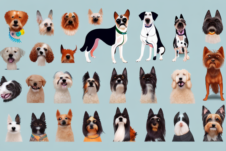 A diverse collection of different dog breeds